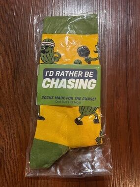 I'd Rather Be Chasing Men’s  Cactus Pickleball Novelty Socks - Yellow & Olive